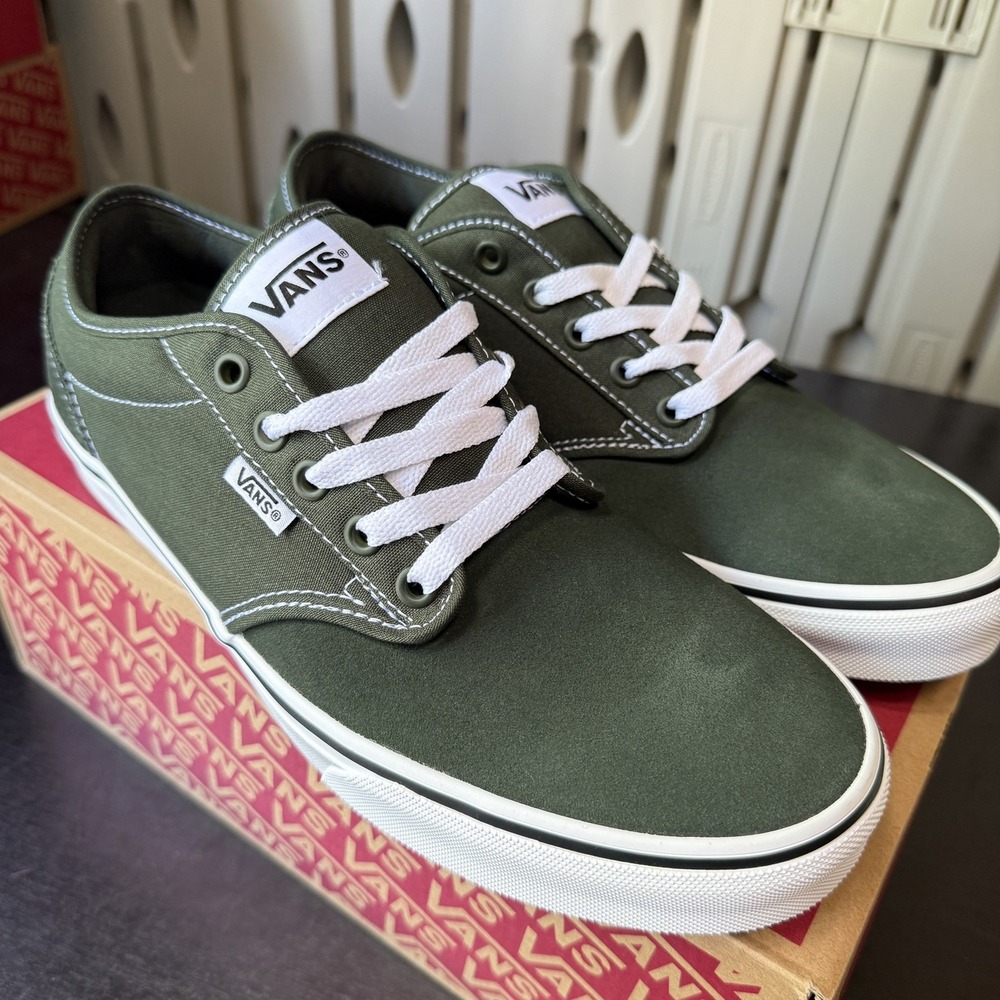 Vans Atwood Mens Dried Kelp Green Suede Canvas Skate Shoes VN000CX8EMU Size 10 - Picture 3 of 9